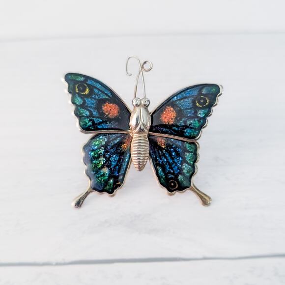 Vintage Brooch / Vintage Pin Blue Butterfly 1.5" 1970's Enamel - Picture 1 of 10